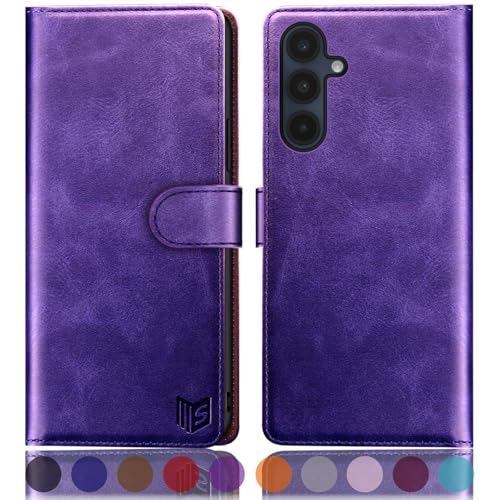 SUANPOT Compatible with Samsung Galaxy A16 5G Wallet case with RFID Blocking Credit Card Holder,Flip Book PU Leather Protective Cover Women Men for Samsung A16 Phone case Purple