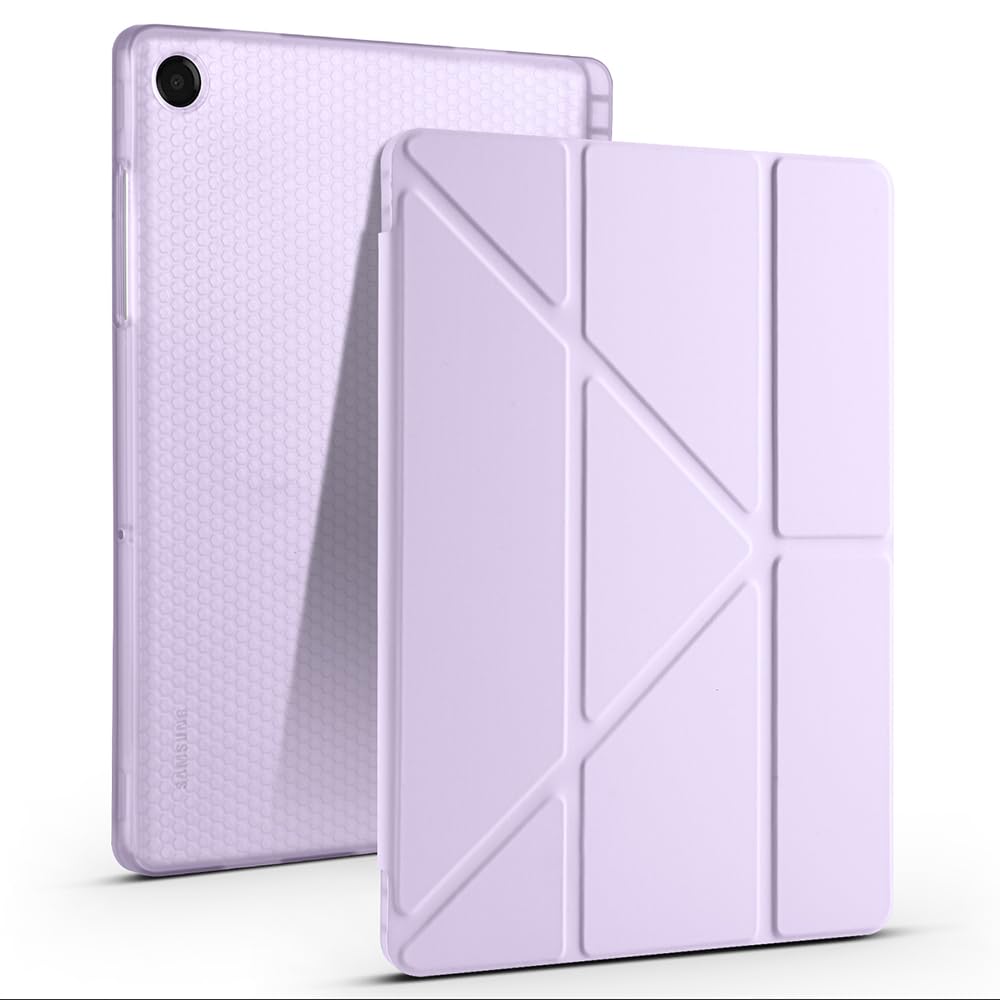 Zore Galaxy ile uyumlu Tab A11 Plus Kılıf Zore Tri Folding Kalem Bölmeli Standlı Kılıf Lila