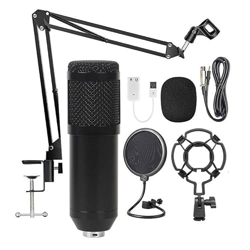 Juego de micrófono de Condensador Colgante USB, micrófono de Juego de 192 KHz/24 bits, Clase en línea en Vivo, Youtube, Tiktok, Ins, Podcasts, grabación, micrófono o Mac/PS4/PS5 (Negro) USB-BM800 Cover
