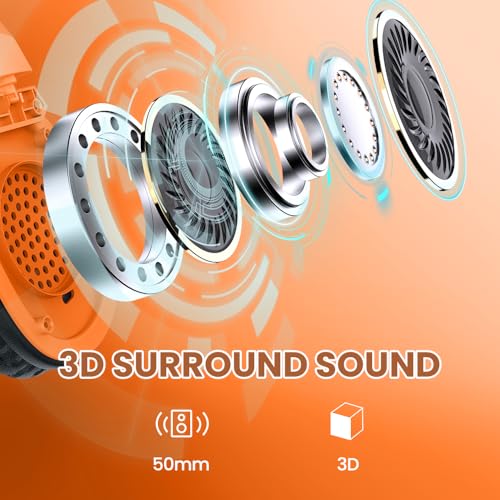 Image of Wireless Gaming Headset with Noise Canceling Microphone for PS5, PC, PS4, 2.4G /Bluetooth Gaming Headphones with USB and Type-c Connector, Wired Mode for Controller - Orange