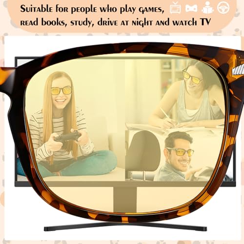 Image of Polarized Sunglasses for Women Men Night Vision Glasses Anti Glare | Yellow Anti Glare UV400 Lens, Lightweight Square Frame, for Day Night Use, Driving, Fishing, Cycling, Traveling