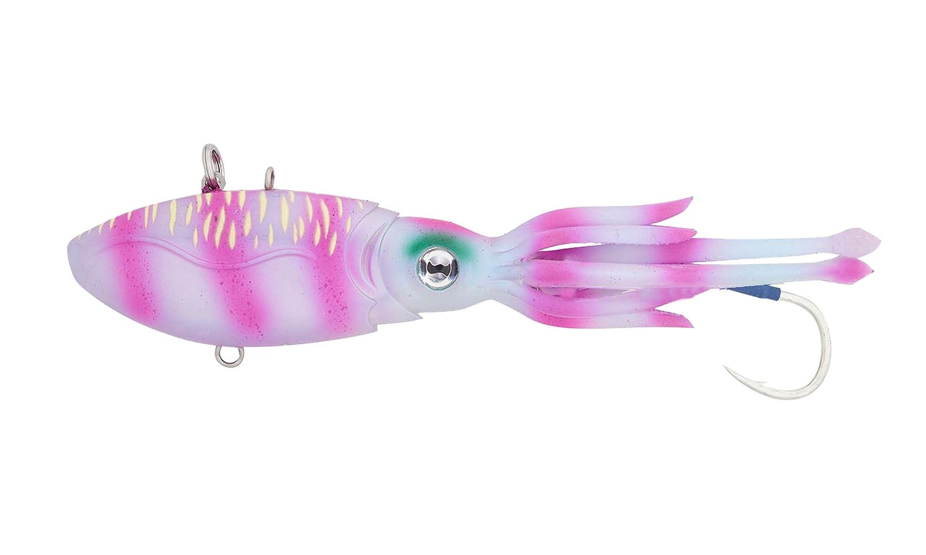 Nomad DesignSquidtrex Fishing Lure with Patented Technology Vibration Design - TPE Soft Plastic, BKK Assist Hooks, Squid Lure- 190 Vibe 7 1/2" - 14oz - Pink Tiger