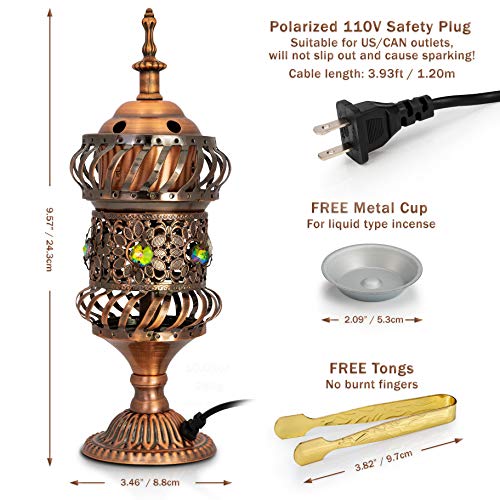 Attar Mist Carousel Electric Incense Burner - Metalic Bakhoor Burner Holder | Oud Frankincense Resin Burner (Mabkhara) | For Office & Home Decor | Ideal For Yoga, Spa & Aromatherapy (Copper) #TOP1