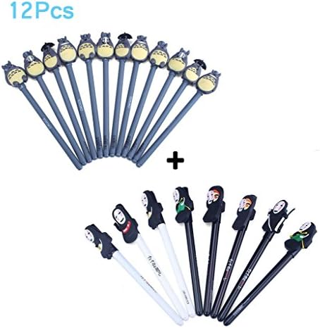 EOLIURR 12Pcs 0.38mm Funny Cute Kawaii and 0.5mm No Face Creative Cute Gel Pen Black Ink Gel Pen Ballpoint Set School Student Kids Gift Stationery Office Supplies