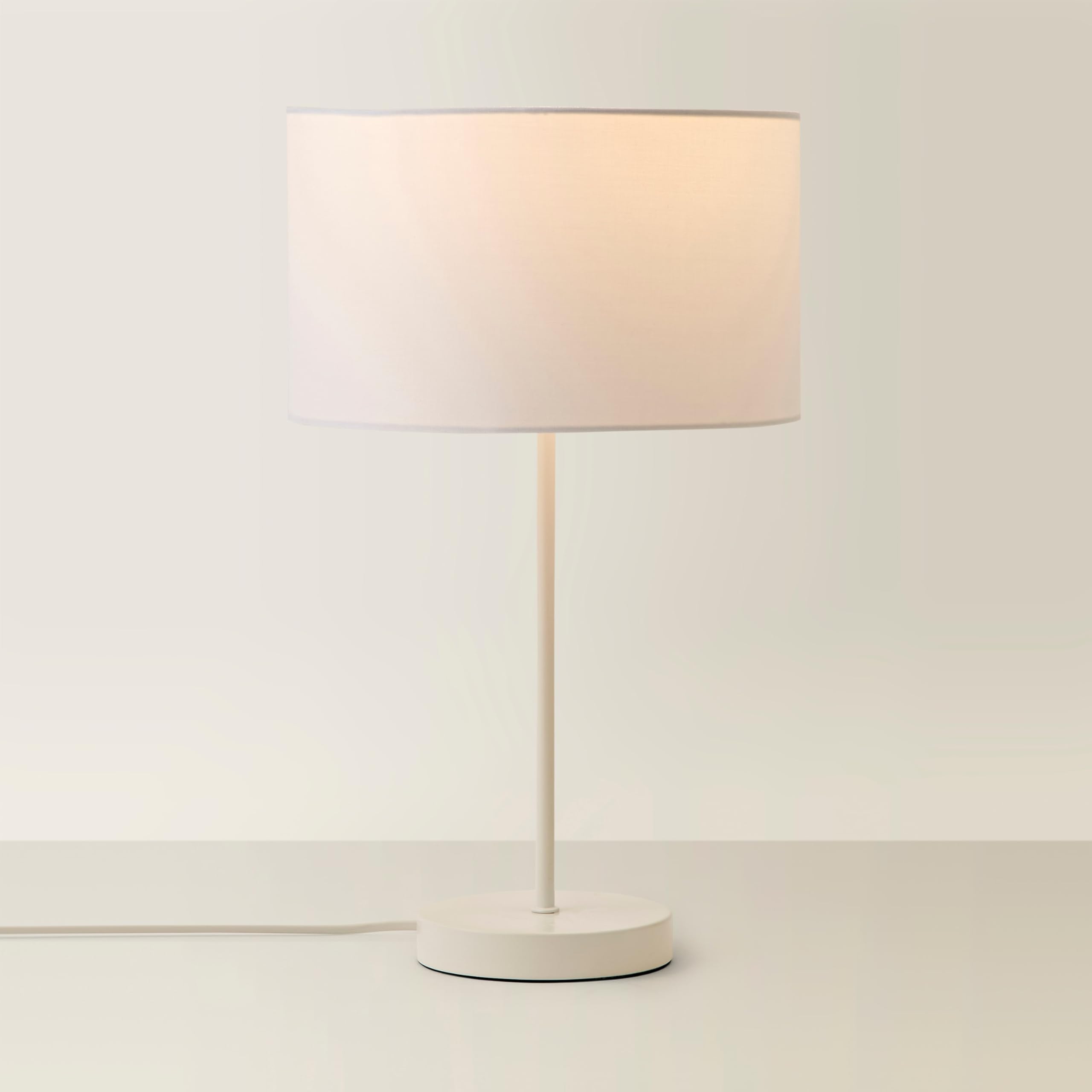 Valuelights White | Metal Single Stem Table Lamp With Drum Lampshade For Living Room Bedroom | Table Lamps, Home Décor & Improvement Essential