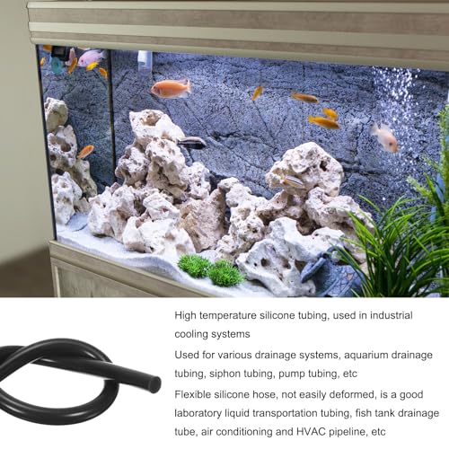 Image of 3.3ft 1 /2 inch ID x 3 /4 inch OD Silicone Tubing Black Industrial Plastic Tubing Pure Silicone Hoses for Pump Siphoning Draining Irrigation Brewing