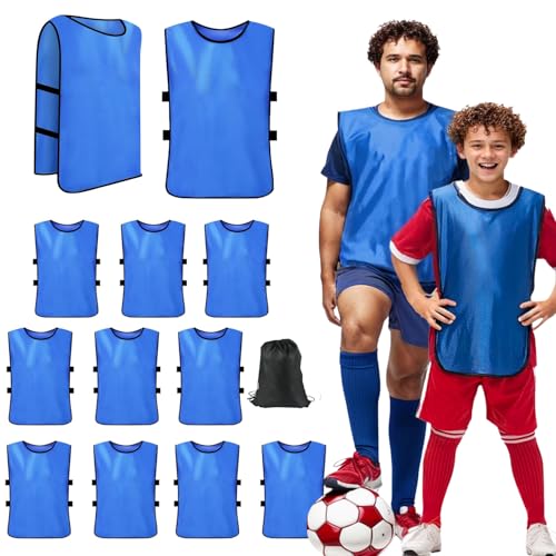 Scrimmage Training Vest,12 Pack Sports Team Practice Jersey Soccer Bibs for Child and Youth,Adult(XL)