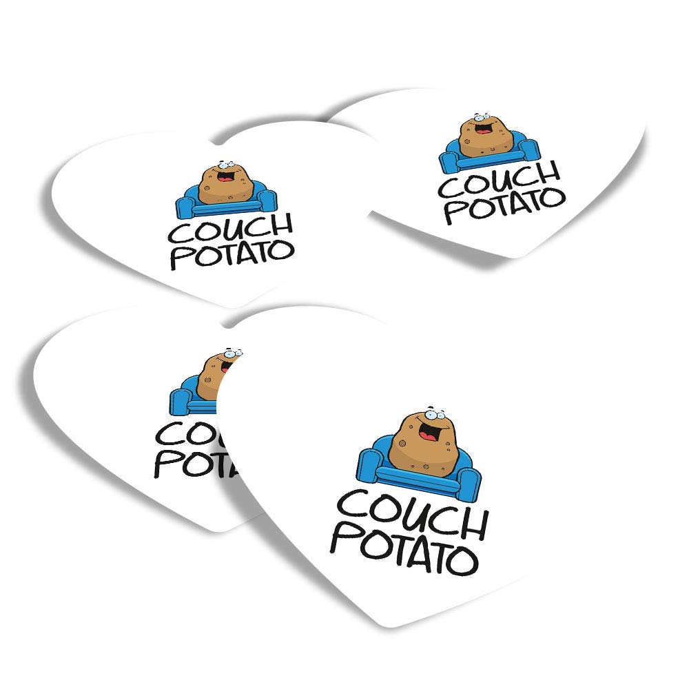 Vinyl Heart Stickers (Set of 4) - Couch Potato Lazy Fun Decals for Laptops,Tablets,Luggage,Scrap Booking,Fridges #13239