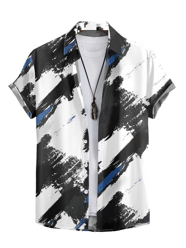Image of LookMark Casual Cotton Blend Shirt for Men Shirt for Men(Printed Shirt White Splash-XL)