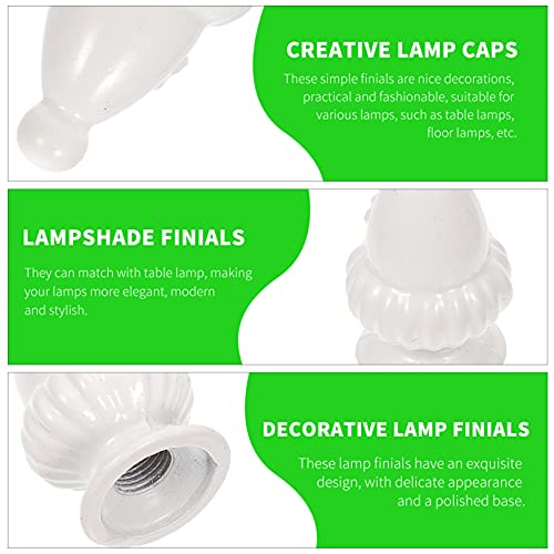 Image of Uonlytech 2Pcs Lamp Finial Cap Knob Antique Lamp Shade Finial Lamp Part Decoration Accessories for Table or Floor Lamps 10MM White