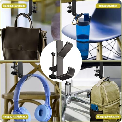 MZOYOURO Kopfhörer Halterung Verstellbarer 2 Stück Headset Halter Monitor, Kopfhörer Ständer, für Bürotische, Computertische, Schwarz