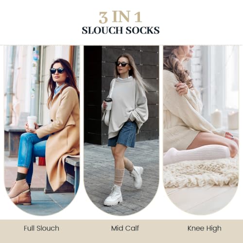 Image of Pleneal Slouchy Socks for Women Scrunch Sock Knit Chunky Crew Boot Socks