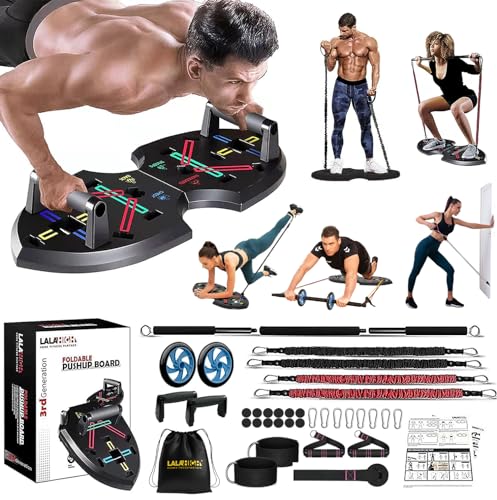 Lalahigh LALAHIGH-1 Portable Home Gym System For Men And Women:Push Up Board, Pilates Bar & 20 Fitness Accessories With Resistance Bands And Ab Roller Wheel-Professional Strength Training Exercise thumb #7
