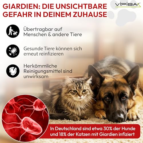ViPiBaX Giardien EX Hygiene-Spray für Hund, Katze & Co - Geruchsentferner - Hygiene-Spray - Effektive Desinfektion gegen Giardien, Viren, Pilze & Bakterien - 500ml