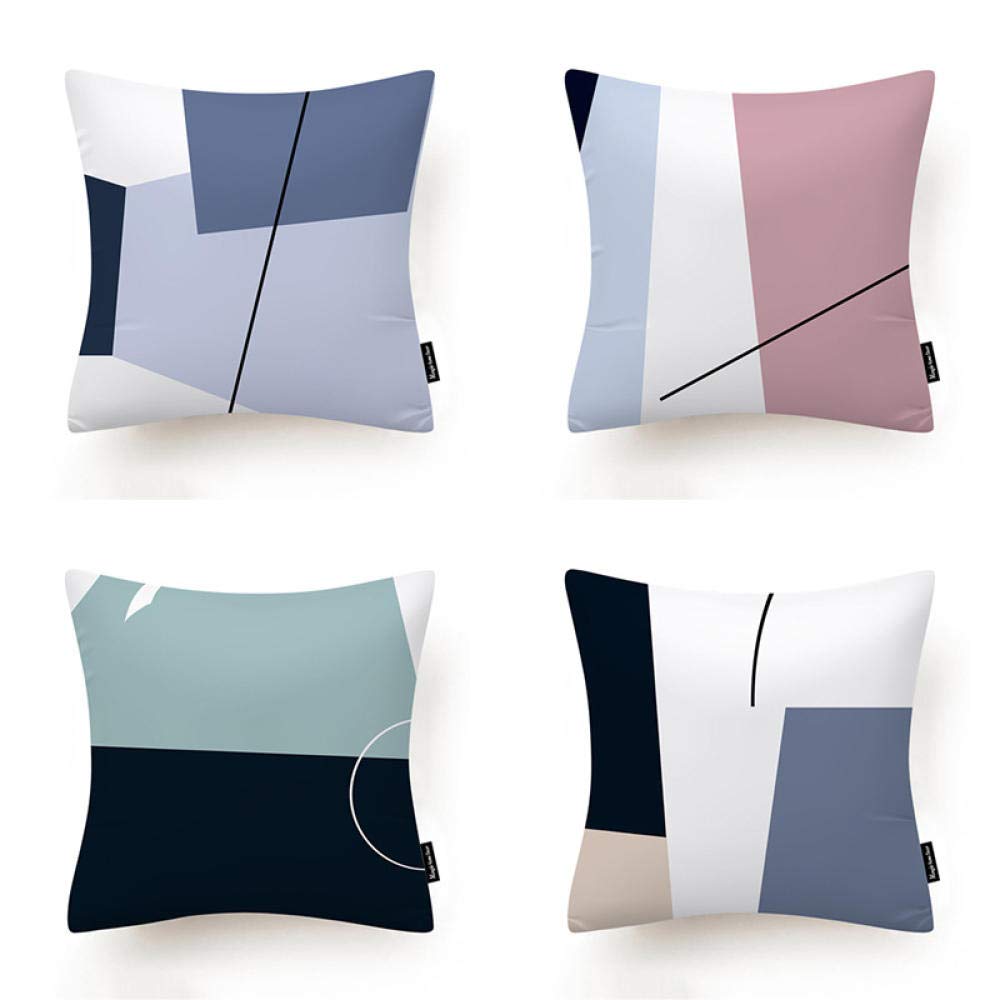 Lot DE 4 Housse De Coussin, 65x65cm Lignes Simples Taie d'oreiller Velvet/Lin Housse Coussin Décoratif Carré Taies d'oreiller Décoratives pour Canapé Maison Salon Taies d Oreiller （26x26in）