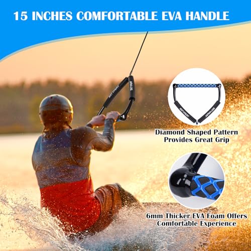 image for SETYPARY 75FT No Stretch Dyneema Wakeboard Rope and Handle, 4 Sections