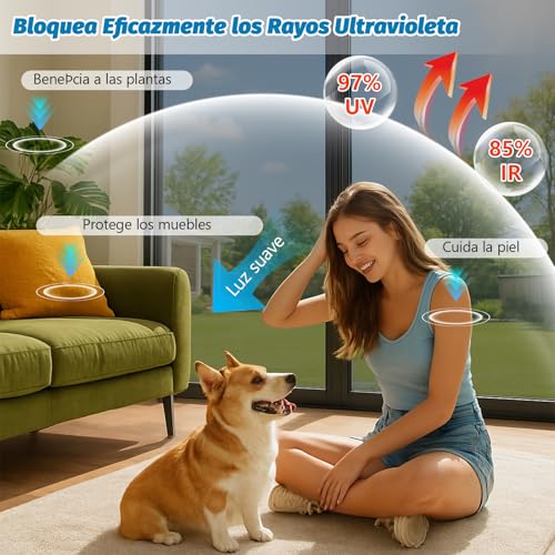 Miniatura 3 de Niviy Vinilo Espejo Para Ventanas Privacidad 44.5x200cm Vinilos Para Cristales Efecto Espejo Anti Uv Anti Calor Vinilo Ventana Privacidad Para Hogar Oficina Plata