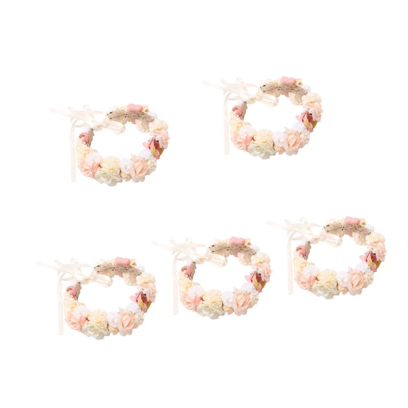 minkissy 5pezzi Fascia Per Floreale Da Sposa Con Fiori Artificiali e Nastri Accessorio Elegante Per Matrimoni e Feste Di Compleanno Adatta Donne e Ragazze