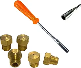 Kit 6 Bicos Injetores para Conversão de Fogão Cooktop Forno para Gás Encanado com Chave 7mm, Cobre