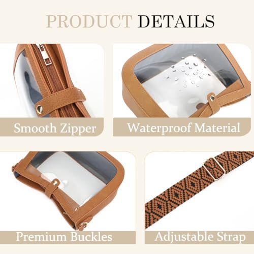 Image of LOXOMU Clear Crossbody Bags Stadium Approved, Clear Purses with Guitar Strap Clear bag for Stadium Events, Concerts