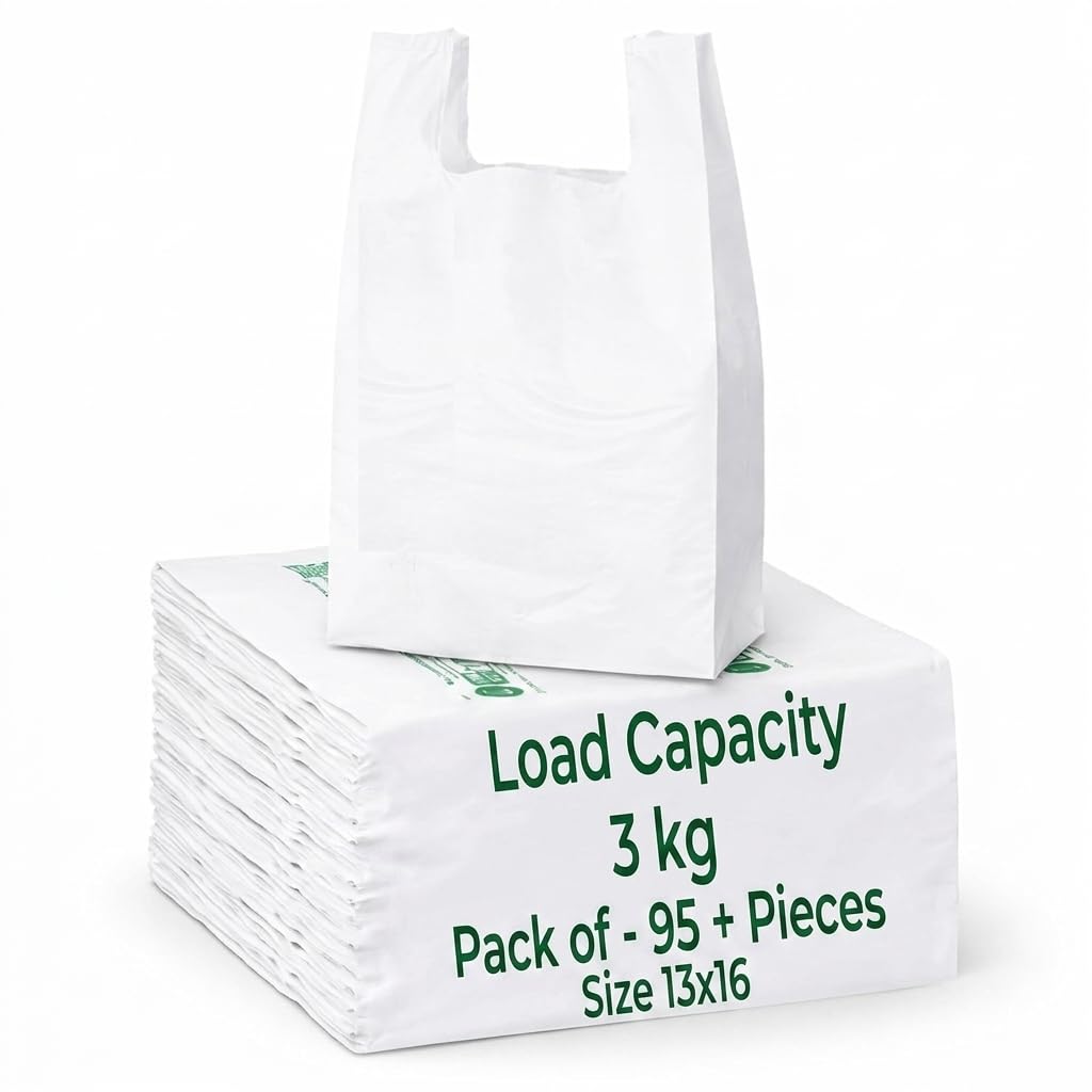 W-Cut U-Cut Fresh Quality Cloth Carry Bag, Compostable Bags, Biodegradable, Handle Bag, Shopping, Daily Use, Eco-Friendly -Size 13 * 16 Pack of 95 + Pieces-image-4