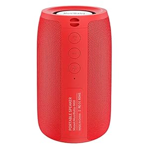 MusiBaby Bluetooth Speaker,Outdoor,Portable,Waterproof,Wireless Speakers,Dual Pairing,Bluetooth 5.0,Loud Stereo,Booming Bass,1500 Mins Playtime for Home,Party,Gifts(Pure Red, M68)