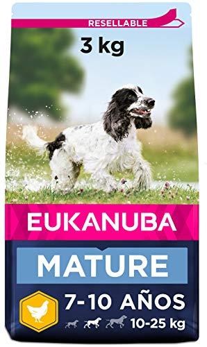 EUKANUBA Alimento seco para perros maduros de raza mediana, rico en pollo fresco 3 kg