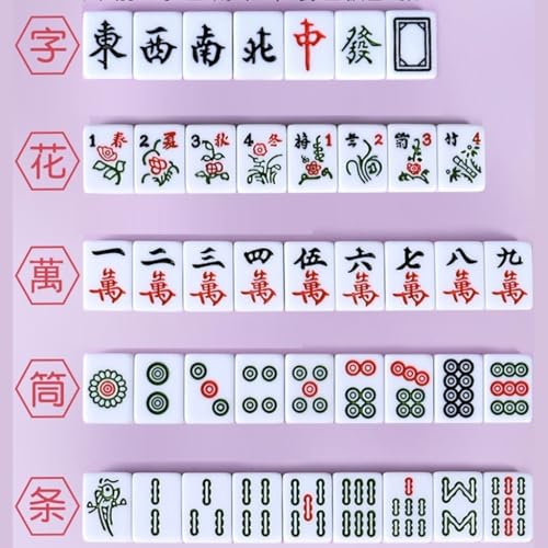 Mini Mahjong Chino 144 Fichas 26mm con Estuche Portátil miniatura 7