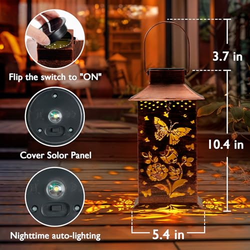 Homemory Butterfly Solar Lanterns Outdoor Waterproof, Birthday Gifts for Women Mom Grandma, LED Metal Decoration for Outside, Yard, Backyard, Porch, Lawn by Homemory - Used condition - Image 4