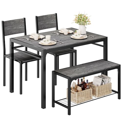 Opiniones y reviews de Comedores Sencillos los mejores 5. 43 MYXSRI Mesas de Comedor con 2 Taburetesy y 1 Banco para 4-5 Personas, Conjunto de Mesa para Comedor, Cocina, Cafe, Amplia Superficie de 110 * 70 * 75cm (Gris)