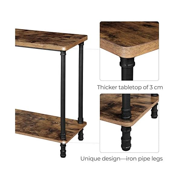 VASAGLE Industrial Console Table, Sofa Table with Iron Pipe Legs, Easy Assembly, Accent Table for Hallway - Image 7