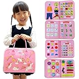 モンテッソーリ おもちゃ【日本正規品】知育玩具 【知育のプロ推薦】1歳 2歳 3歳 4歳 5歳 6歳 【教育雑誌掲載】 ビジーボード 男の子 女の子 誕生日プレゼント お着替えの練習 入園準備【食品衛生法試験合格】ピンク