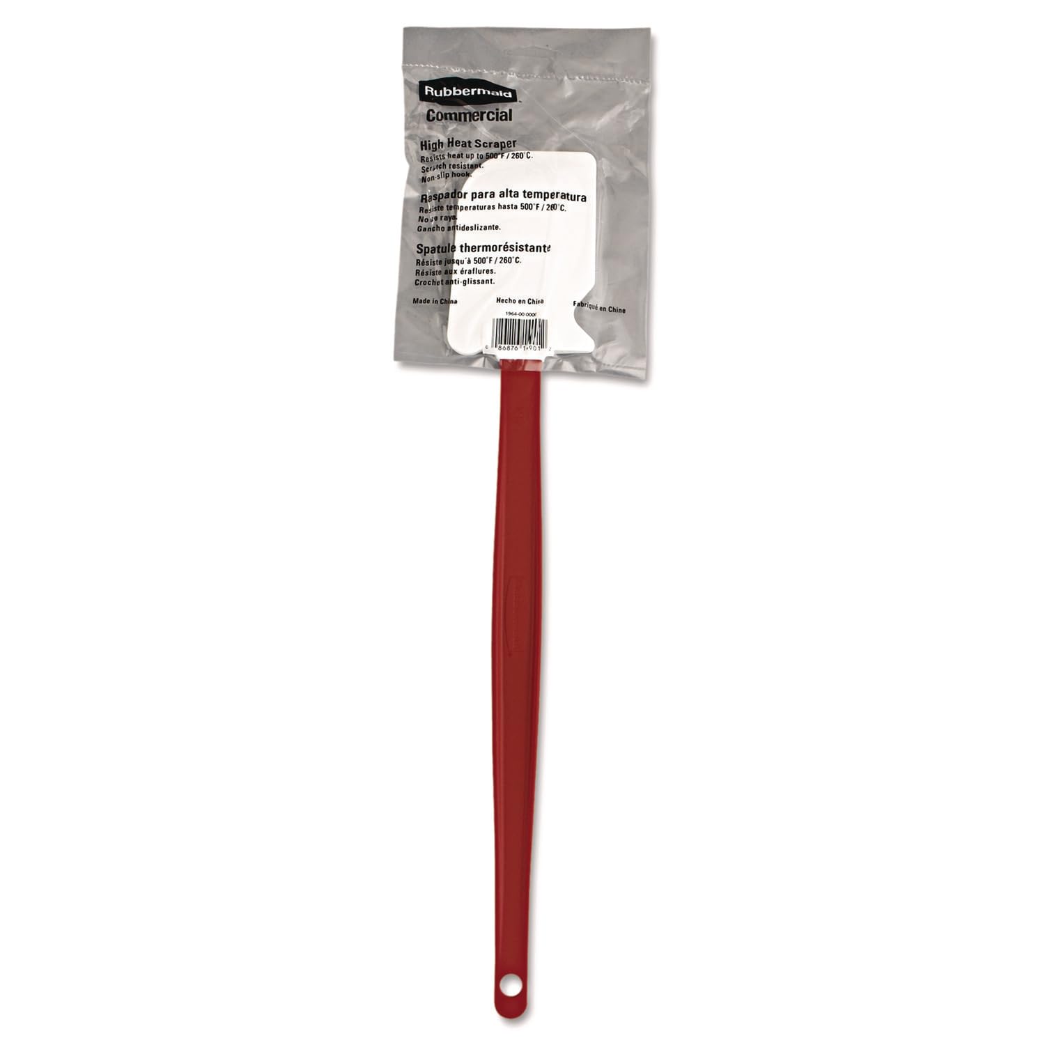 Rubbermaid FG1964000000 16.5 In High-Heat Scraper, Red, 0.196 Inch x 1.082 Inch x 1.082 Inch