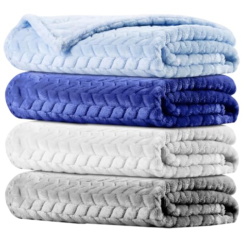 Image of Chumia 4 Pcs Baby Blanket Flannel Cozy Throw Fuzzy Soft Warm Blanket for Newborn Sherpa Fluffy Crib Swaddling Supplies Birthday Baby Shower(24 x 32 Inch,Multi Color)
