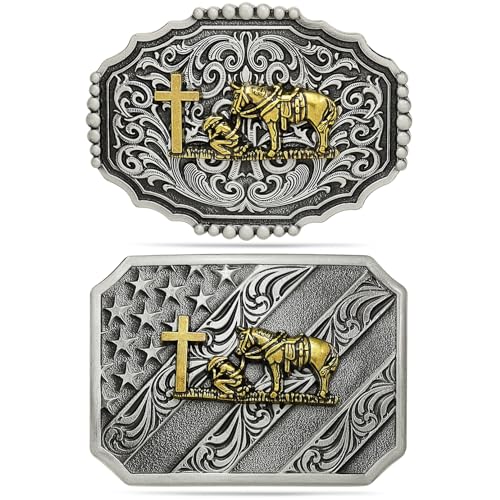 Hebilla de cinturón vintage plateada para hombre con cierre de vaquero occidental grande