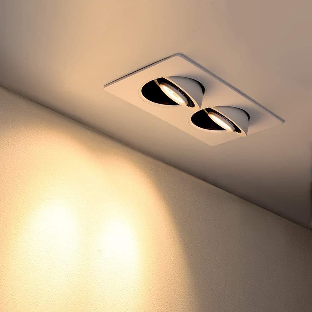 BHGFYXBS Nordic Minimalist Embedded Led Ceiling Spotlight Double Headbulb Background Wall Bold Lamp Grille Lamp Modern Rotatable Spotlight White 7W 12W Outdoor Lights,One Color-7w