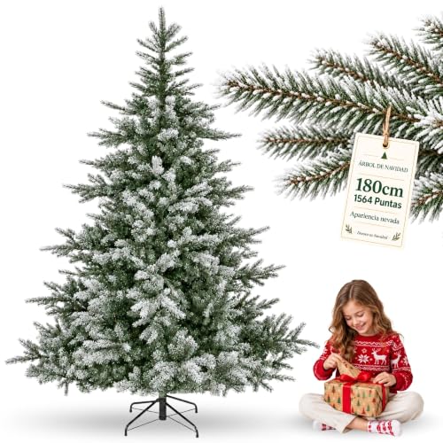 Árbol de Navidad Nevado Artificial Iluminado 180 Cm De 1564 Puntas
