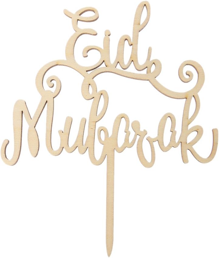 KimruidaWood Eid Mubarak Ramadan Wedding Cake Topper Muslim Islam Hajj Decoration Craft