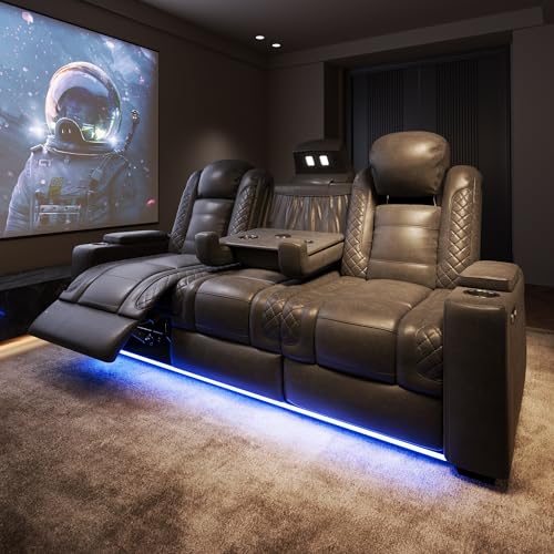 Jocisland Home Theater Seating, Dual Motor Movie Loveseat Leather...