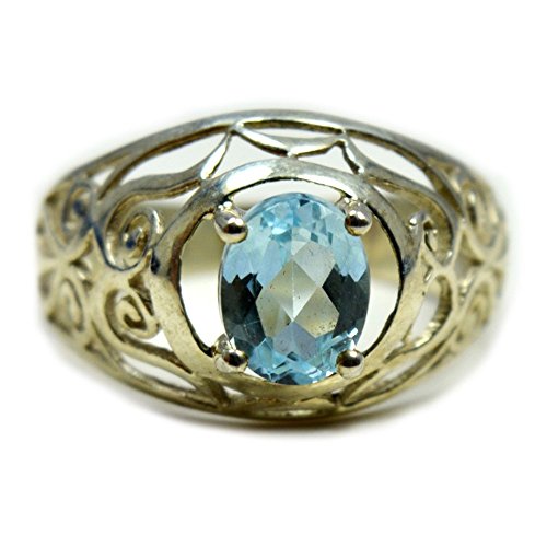 Topaze bleue naturelle ovale bague argent 925 homme femme bijou argent sterling mixte