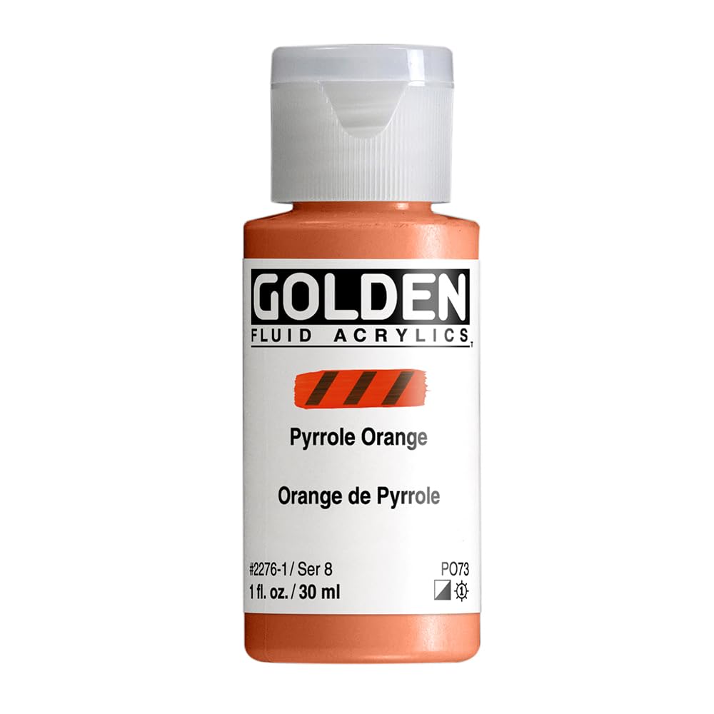 Golden Fluid Acrylics - Pyrrole Orange - 1 oz Bottle