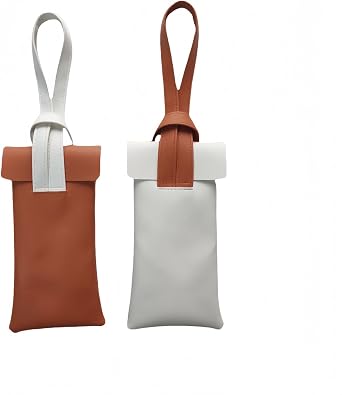 2 Pack Soft Leather Eyeglass Bags Portable Unisex Glasses Pouch Sunglasses Reading Spectacles Organizer