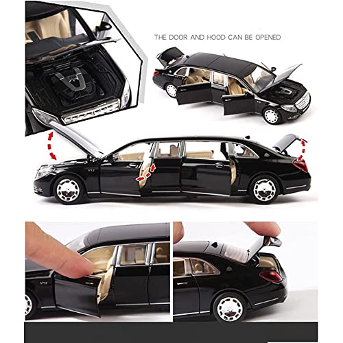 Image of DEUSON ECOM Diecast Metal Model Car 1:24 Scale Maybach Toy Cars For Kids Sound Light And Pull Back, Black