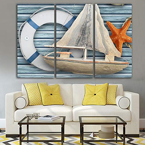 Salon decor a la maison tableau moderne triptyque voilier - 3