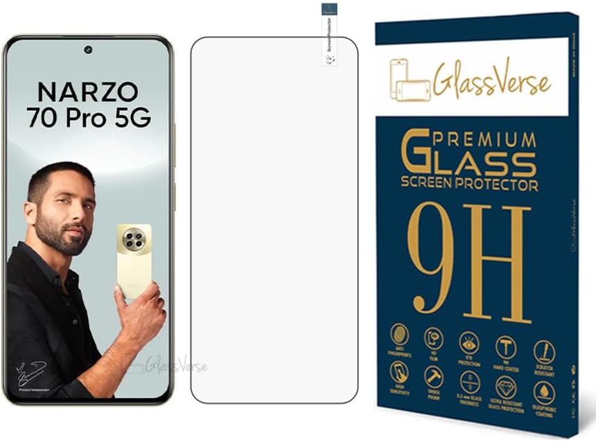 GlassVerse 9H Tempered Glass For Realme Narzo 70 Pro 5G Cellphone(Pack of 1) Full Screen Protector With Free Installation Kit Full Screen Coverage-6.67 Inch