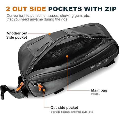 Image of NDakter Bike Triangle Frame Bag, Bicycle Storage Pouch with 2 Side Pockets, 3-in-1 Top Tube Bags for Phone, Waterproof Cycling Tool Accessories Pack for MTB Mountain Road Bikes(1.2L)