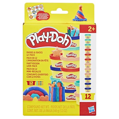 Play-Doh Partydosen 12er-Pack, Knetmasse in verschiedenen Farben (je 28 g pro Dose), Bastel-Set für Mädchen und Jungen ab 3 Jahren, für Kinderpartys, Schule