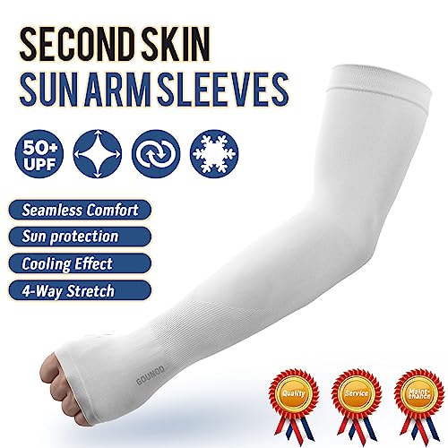 Image of GOUNOD Sun Protection Cooling Arm Sleeves with Thumb Holes - Gardening Outdoors Sports Workouts Sunscreen Arm Sleeves