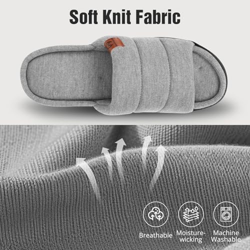 Men’s Open Toe Slippers, Comfy Supportive Foam Bedroom Slide Slippers, Non-Slip Indoor House Shoes3