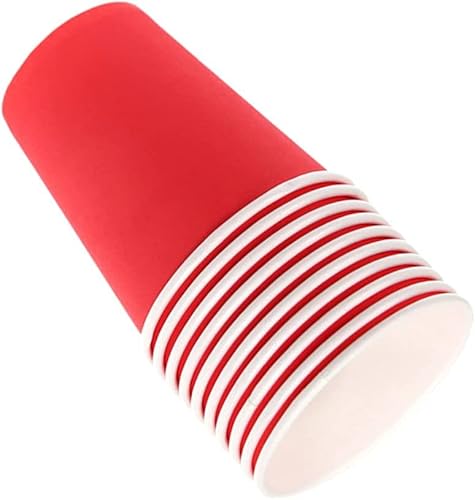 紙カップホットコールド飲料カップdiyのカラフルな紙コップキッズクラフトアート紙コップ 50個/100個 NICE FIVE (50個,レッド)